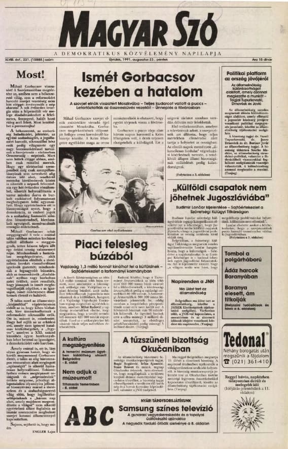 Magyar Szó, 48. évf. 1991. augusztus 23. 231. sz. 1–20. oldal