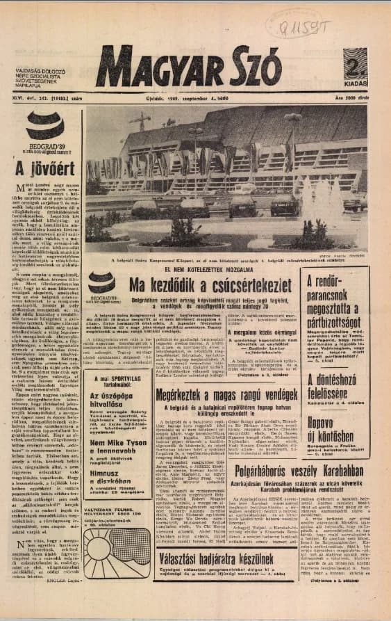 Magyar Szó, 46. évf. 1989. szeptember 4. 242. sz. 1–20. oldal