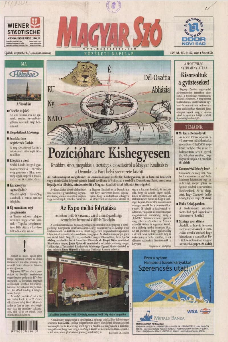 Magyar Szó, 65. évf. 2008. szeptember 6. – 7. 207. sz. 1–28. oldal