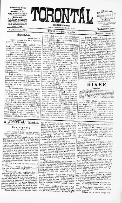 Torontál, 33. évf. 1904. február 25. 45. sz.