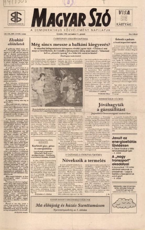 Magyar Szó, 52. évf. 1995. november 17. 269. sz. 1–16. oldal