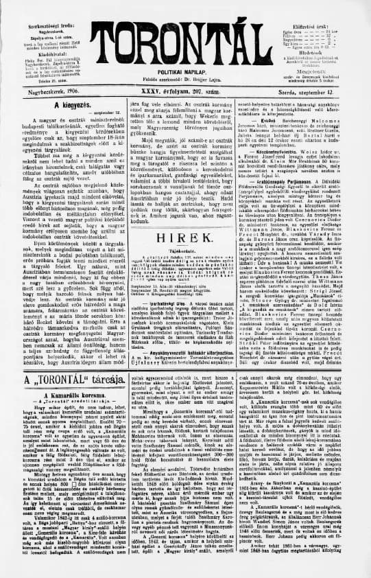 Torontál, 35. évf. 1906. szeptember 12. 207. sz.