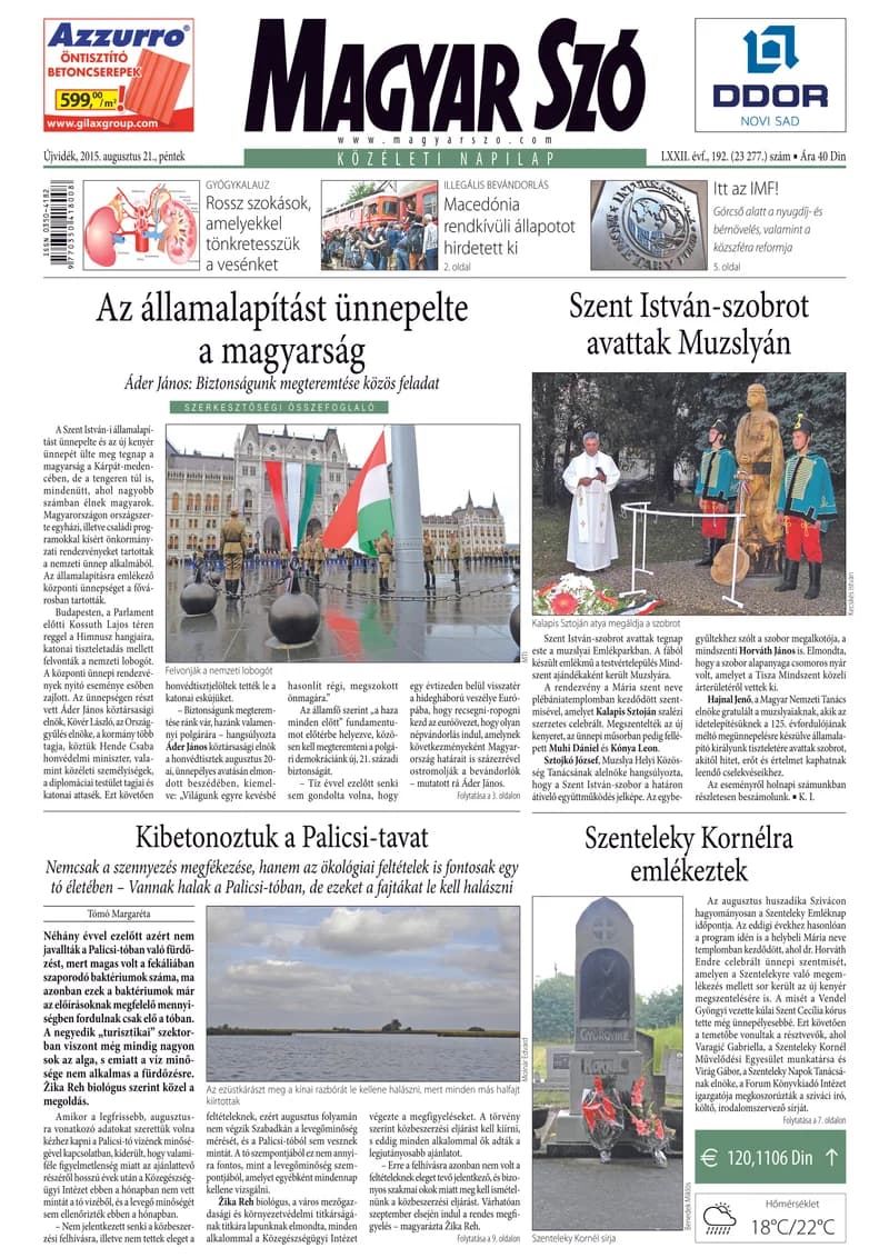 Magyar Szó, 72. évf. 2015. augusztus 21. 192. sz. 1–16. oldal