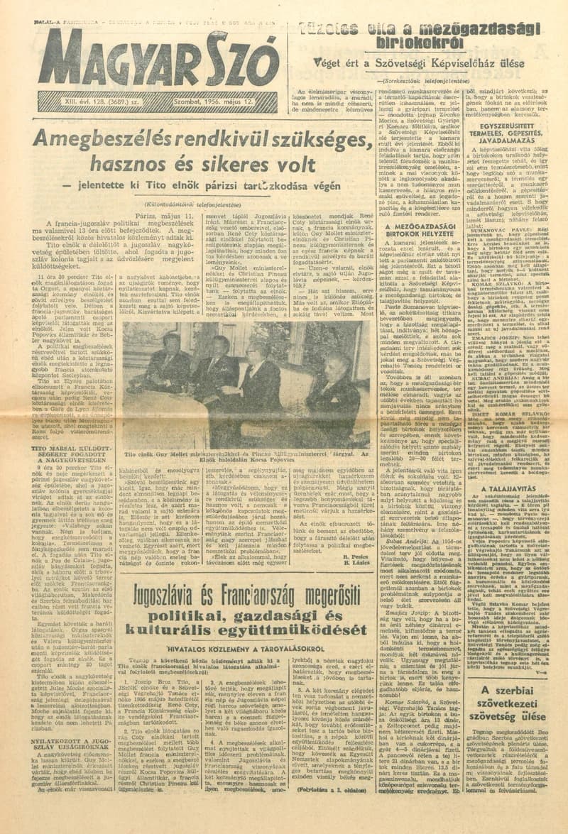 Magyar Szó, 13. évf. 1956. május 12. 128. sz. 1–12. oldal