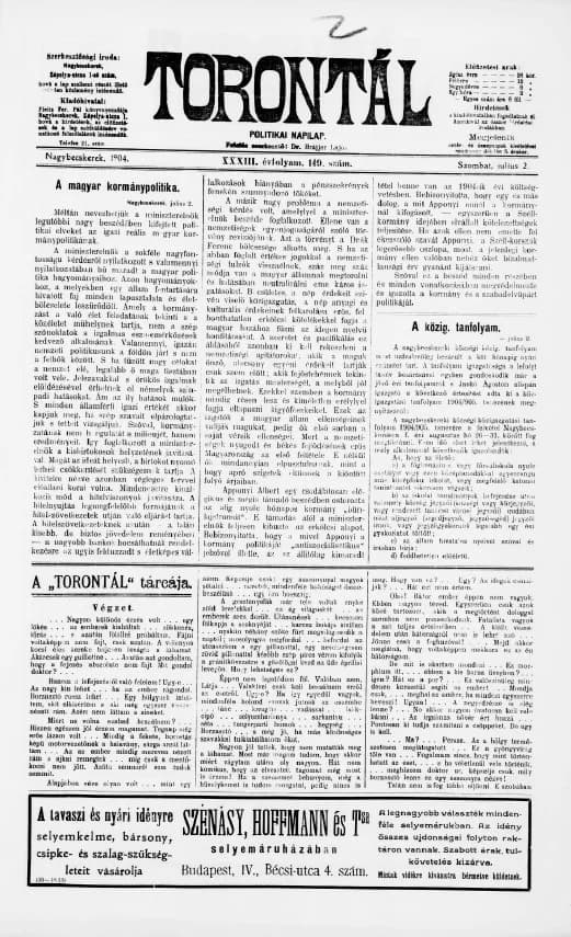 Torontál, 33. évf. 1904. július 2. 149. sz.
