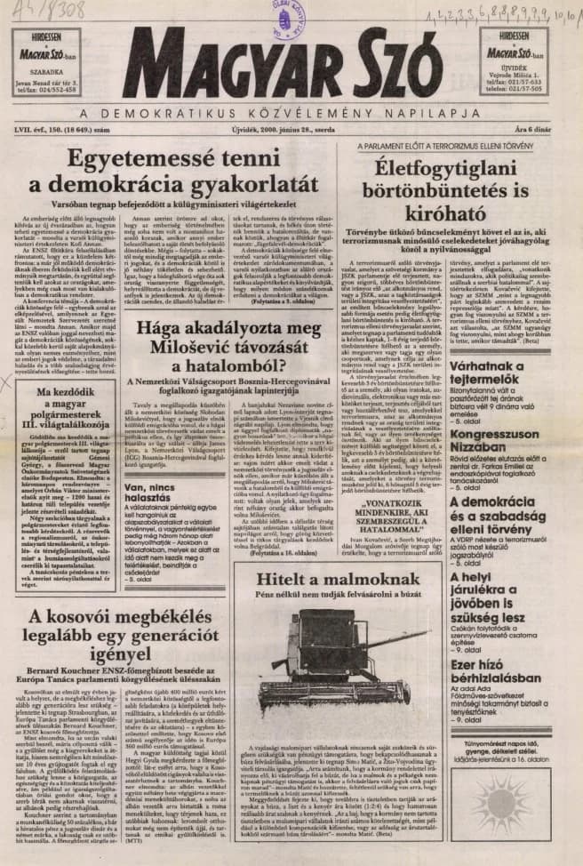 Magyar Szó, 57. évf. 2000. június 28. 150. sz. 1–16. oldal