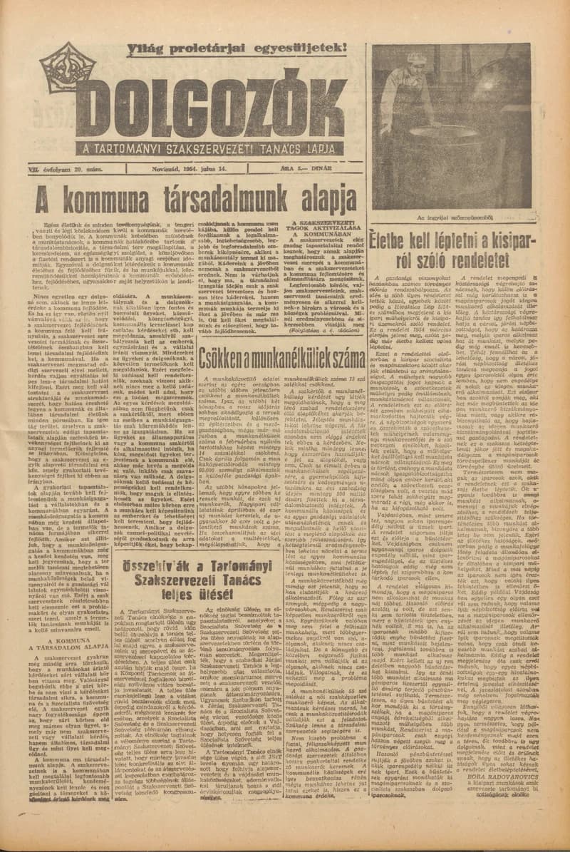 Dolgozók, 8. évf. 1954. július 14. 29. sz.