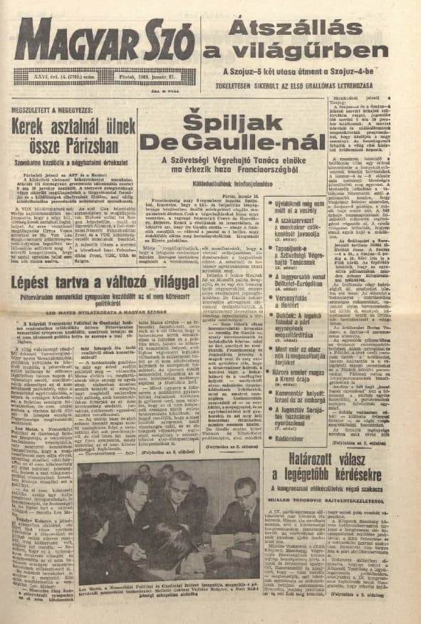 Magyar Szó, 26. évf. 1969. január 17. 15. sz. 1–12. oldal