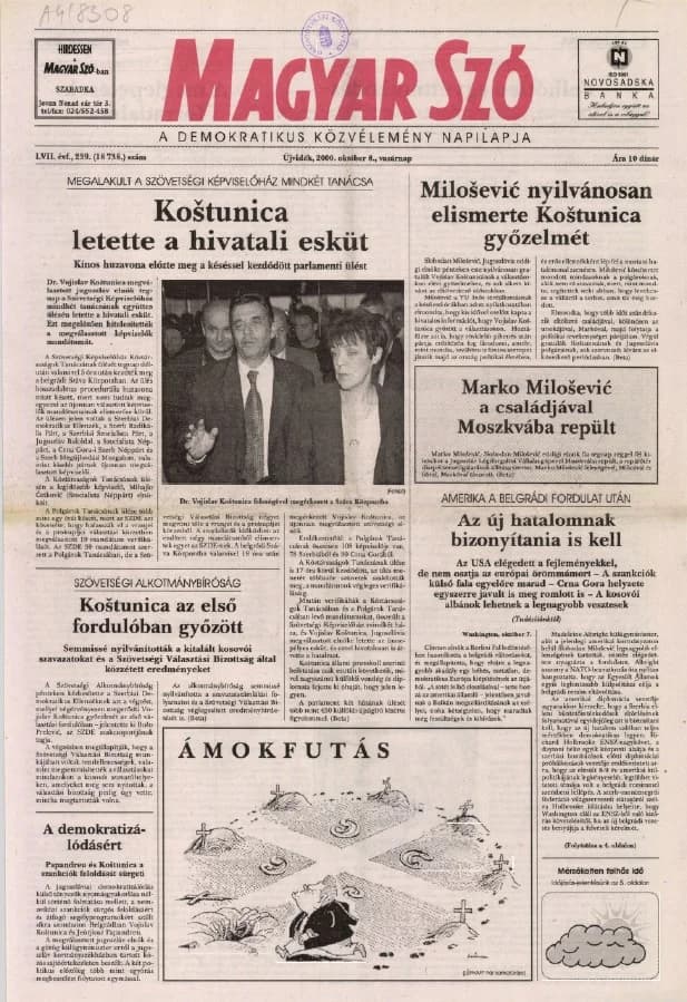 Magyar Szó, 57. évf. 2000. október 8. 239. sz. 1–24. oldal