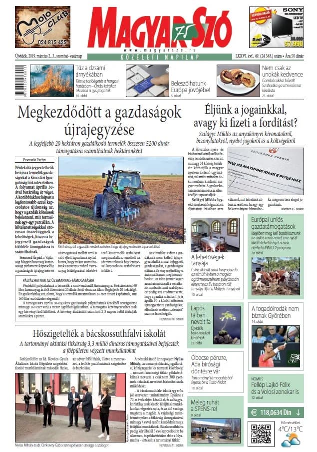 Magyar Szó, 76. évf. 2019. március 2. – 3. 49. sz. 1–42. oldal