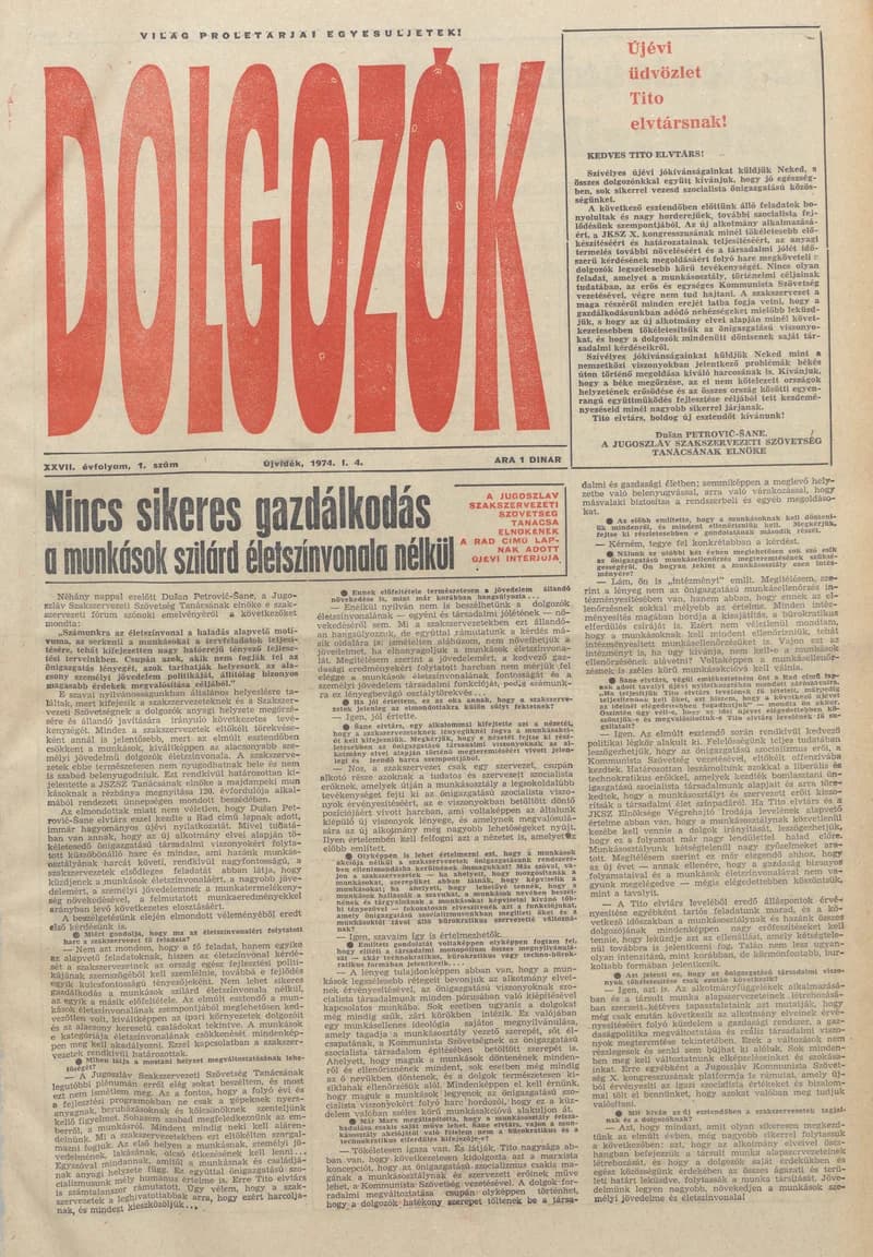 Dolgozók, 28. évf. 1974. január 4. 1. sz.