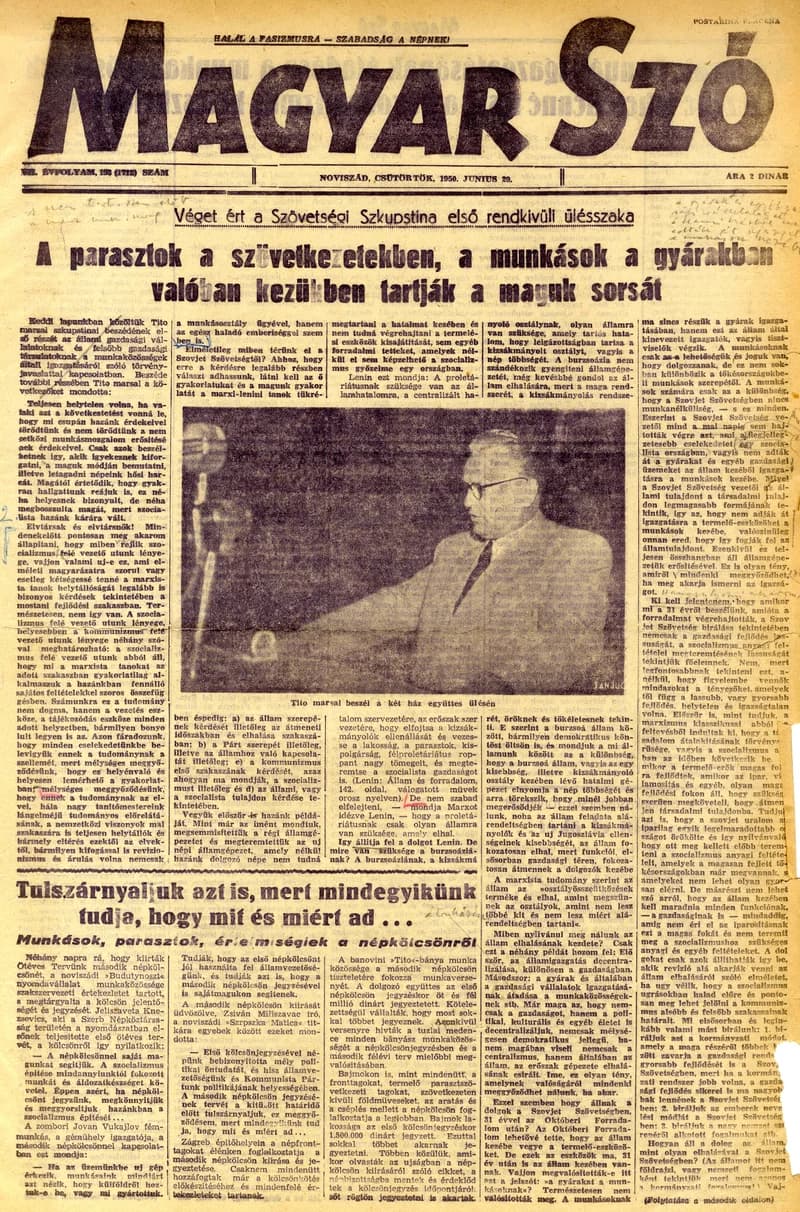 Magyar Szó, 7. évf. 1950. június 29. 153. sz. 1–4. oldal