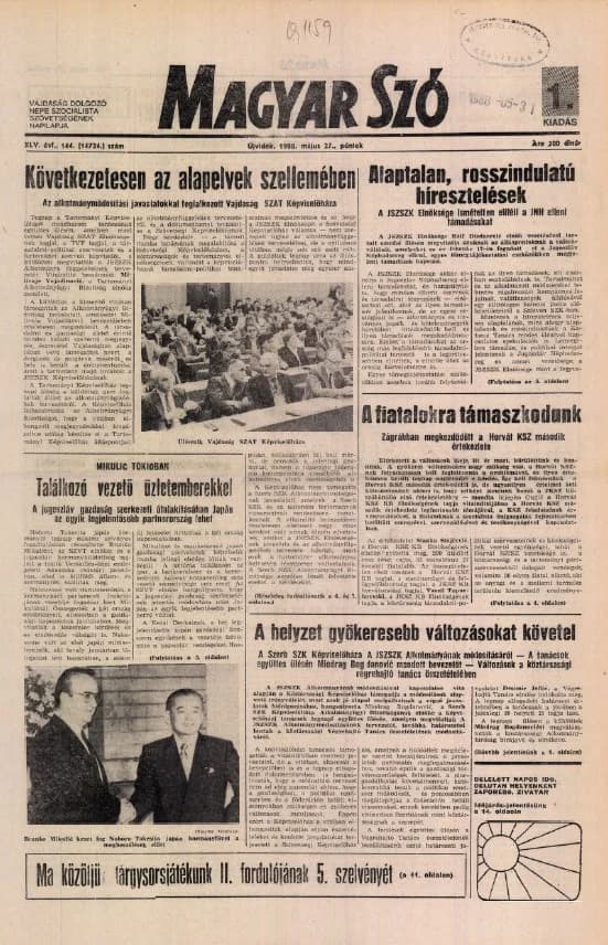 Magyar Szó, 45. évf. 1988. május 27. 144. sz. 1–28. oldal