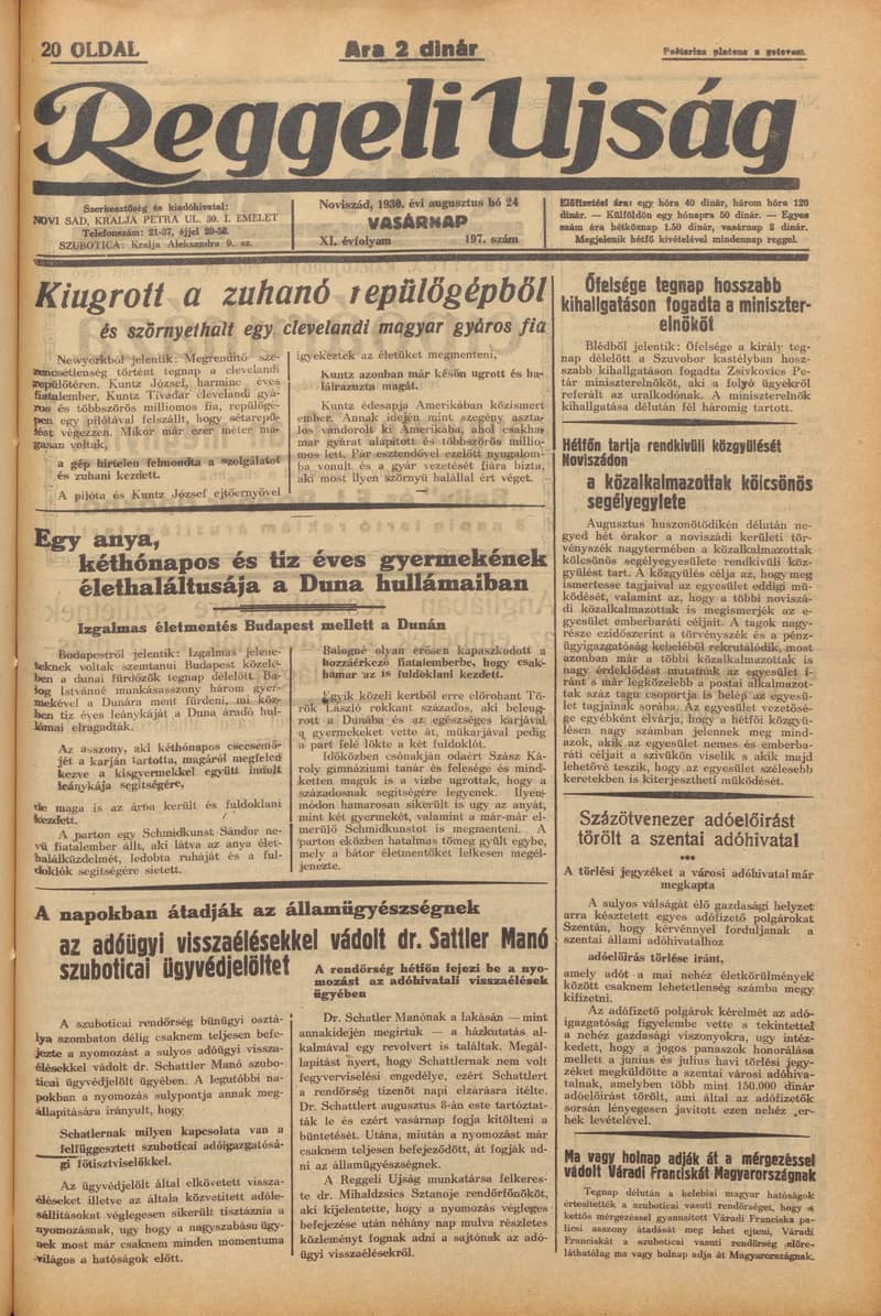 Reggeli Újság, 11. évf. 1930. augusztus 24. 197. sz.