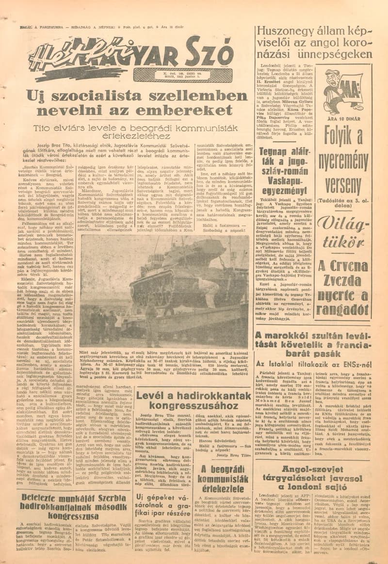 Magyar Szó, 10. évf. 1953. június 1. 149. sz. 1–8. oldal