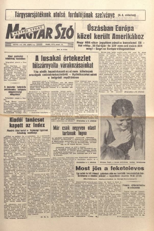 Magyar Szó, 27. évf. 1970. szeptember 14. 253. sz. 1–16. oldal