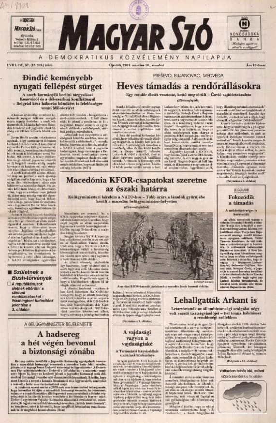 Magyar Szó, 58. évf. 2001. március 10. 57. sz. 1–16. oldal