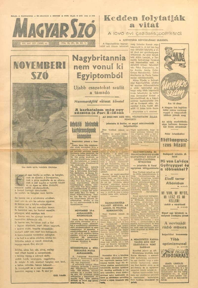 Magyar Szó, 13. évf. 1956. november 14. 312. sz. 1–8. oldal