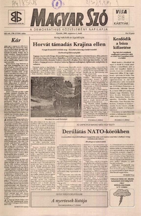 Magyar Szó, 52. évf. 1995. augusztus 1. 176. sz. 1–16. oldal