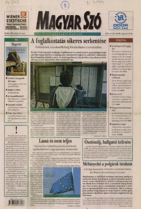 Magyar Szó, 64. évf. 2007. október 16. 242. sz. 1–20. oldal