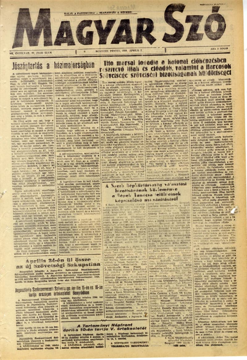 Magyar Szó, 7. évf. 1950. április 7. 83. sz. 1–4. oldal