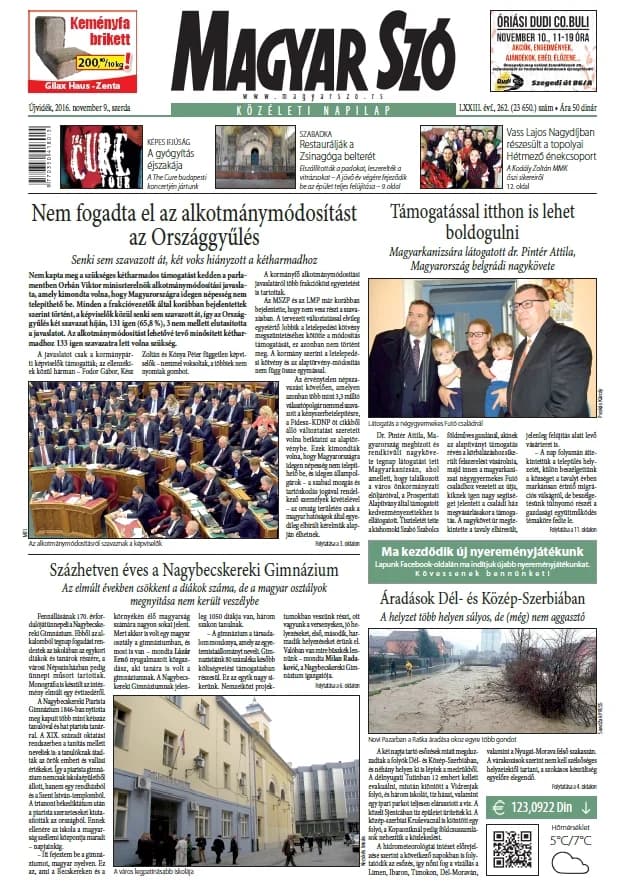 Magyar Szó, 73. évf. 2016. november 9. 262. sz. 1–16. oldal