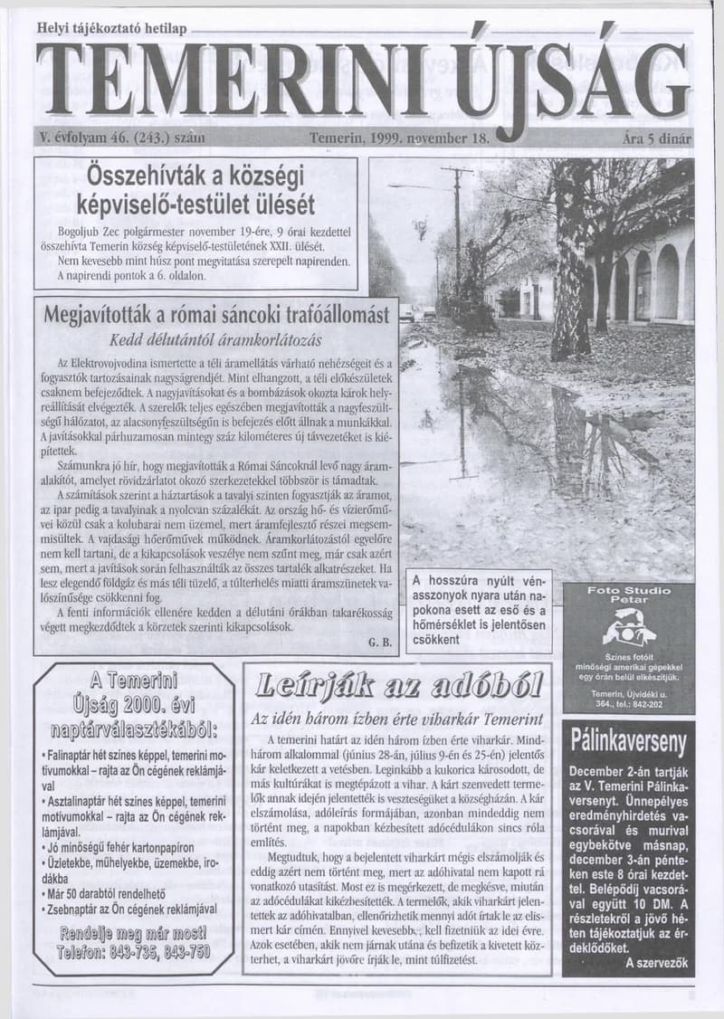 Temerini Újság, 5. évf. 1999. november 18. 46. sz.