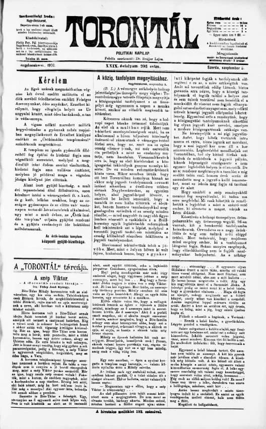 Torontál, 29. évf. 1900. szeptember 5. 203. sz.