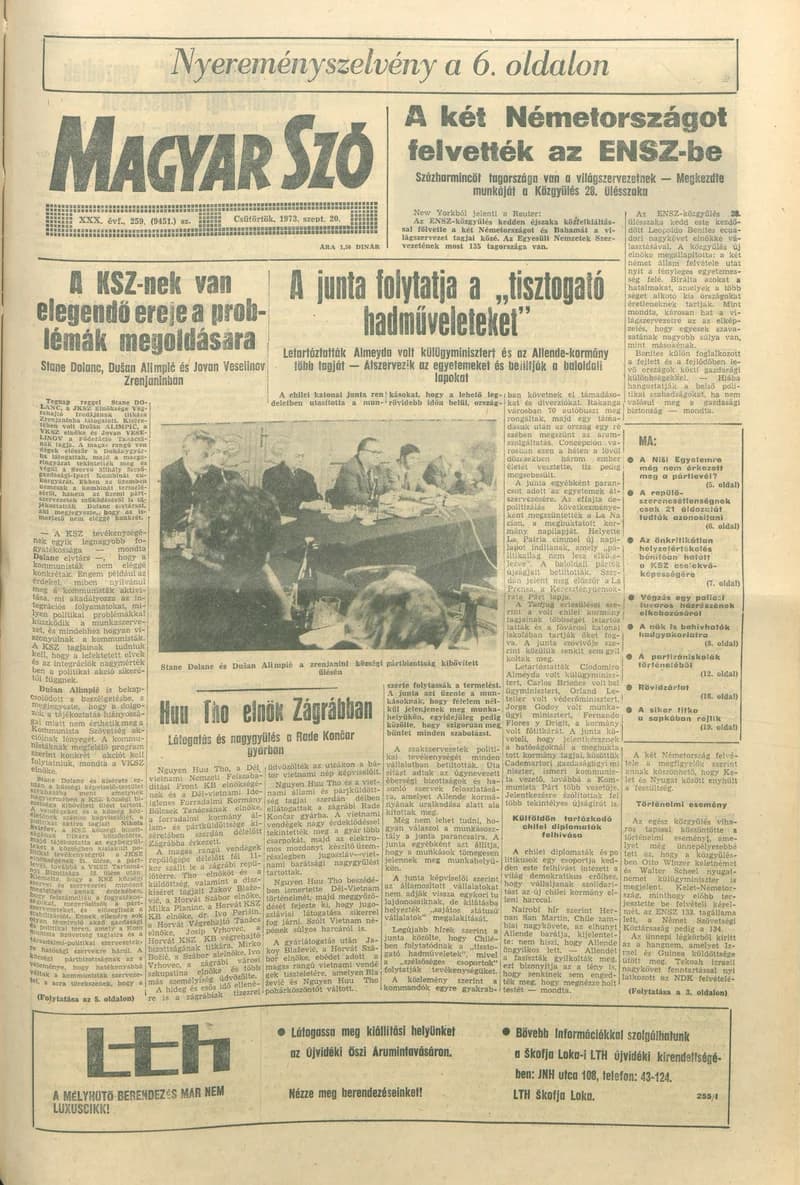 Magyar Szó, 30. évf. 1973. szeptember 20. 259. sz. 1–20. oldal