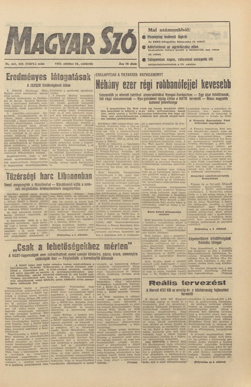 Magyar Szó, 40. évf. 1983. október 20. 289. sz.
