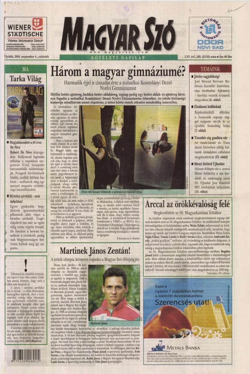 Magyar Szó, 65. évf. 2008. szeptember 4. 205. sz. 1–20. oldal
