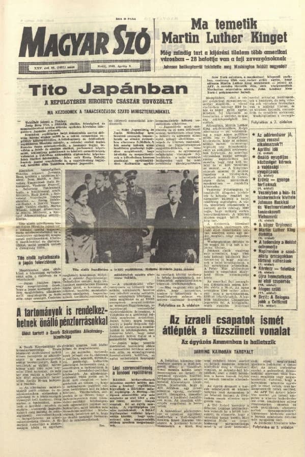 Magyar Szó, 25. évf. 1968. április 9. 98. sz. 1–16. oldal
