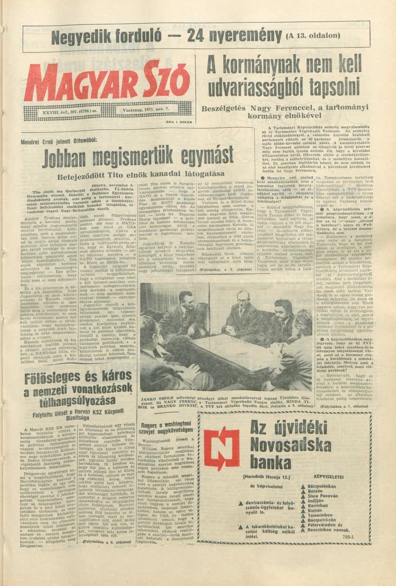 Magyar Szó, 28. évf. 1971. november 7. 307. sz. 1–32. oldal