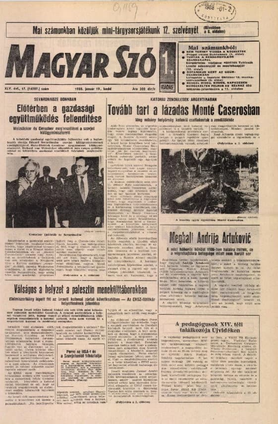 Magyar Szó, 45. évf. 1988. január 19. 17. sz. 1–20. oldal
