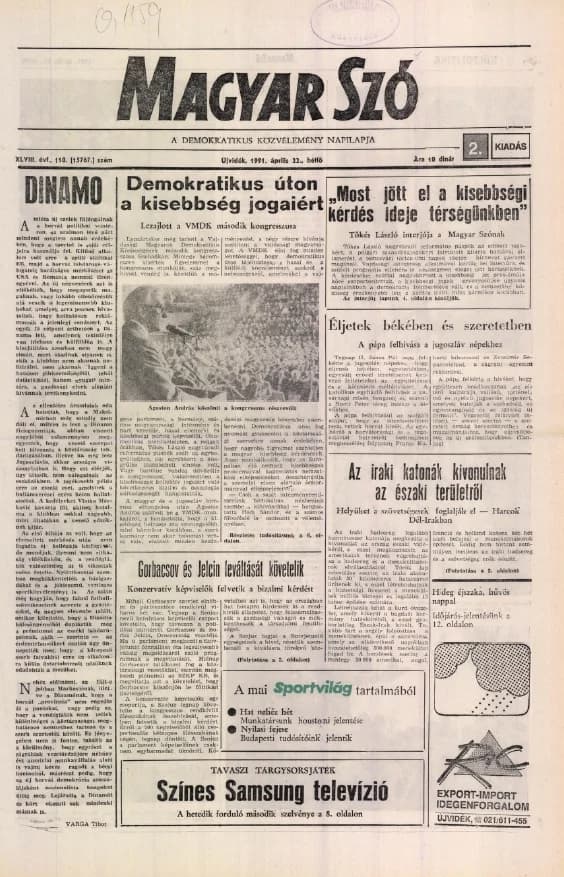 Magyar Szó, 48. évf. 1991. április 22. 110. sz. 1–24. oldal