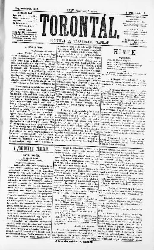 Torontál, 24. évf. 1895. január 9. 7. sz.