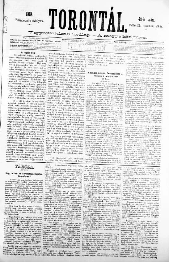 Torontál, 17. évf. 1888. november 29. 48. sz.