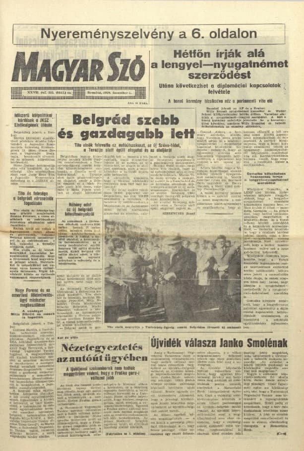 Magyar Szó, 27. évf. 1970. december 5. 333. sz. 1–20. oldal