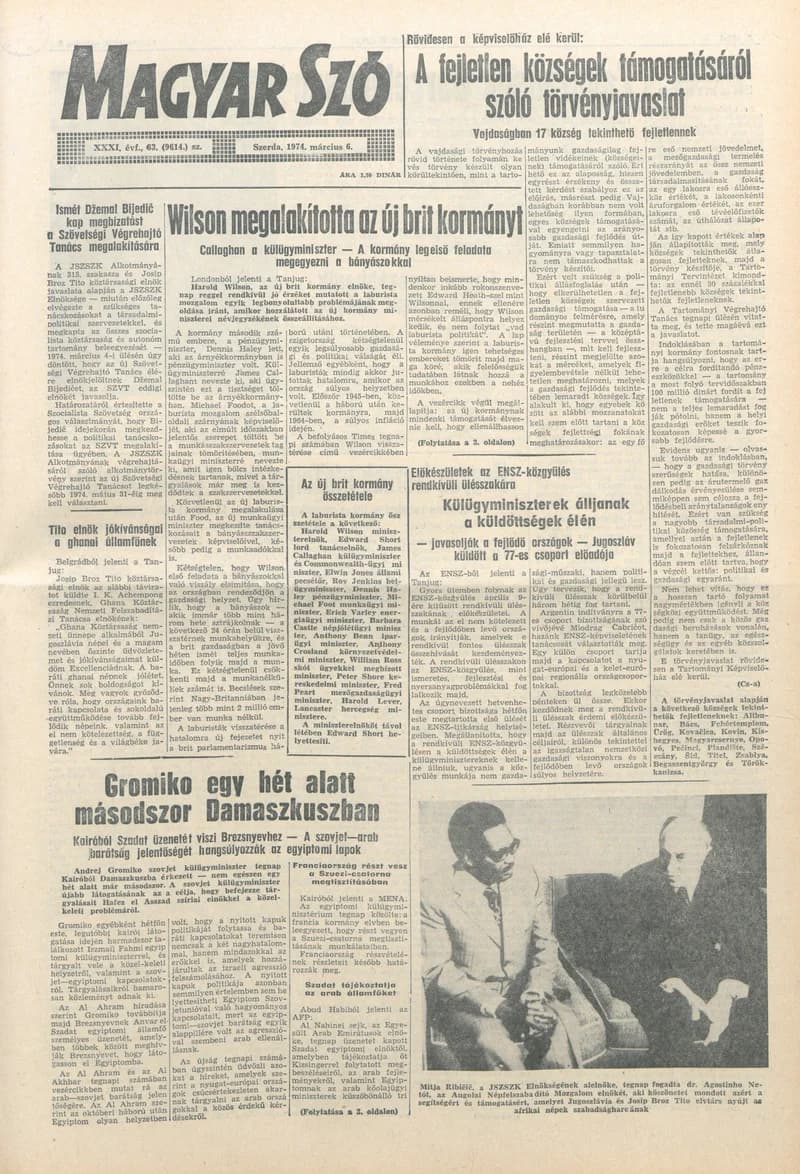 Magyar Szó, 31. évf. 1974. március 6. 63. sz. 1–20. oldal