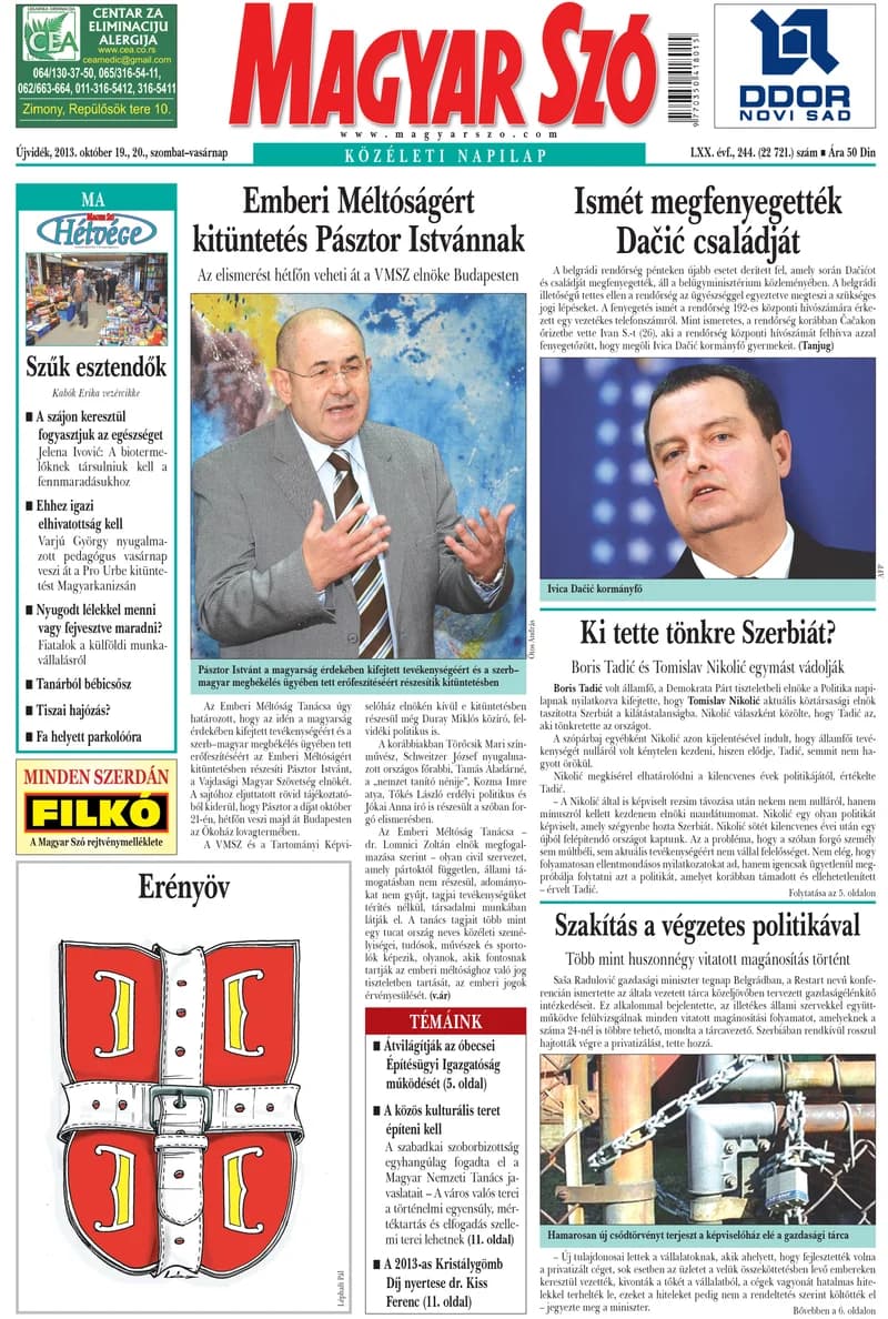 Magyar Szó, 70. évf. 2013. október 19. – 20. 244. sz. 1–44. oldal