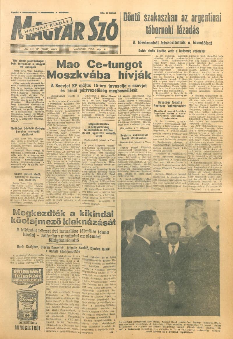 Magyar Szó, 20. évf. 1963. április 4. 92. sz. 1–14. oldal