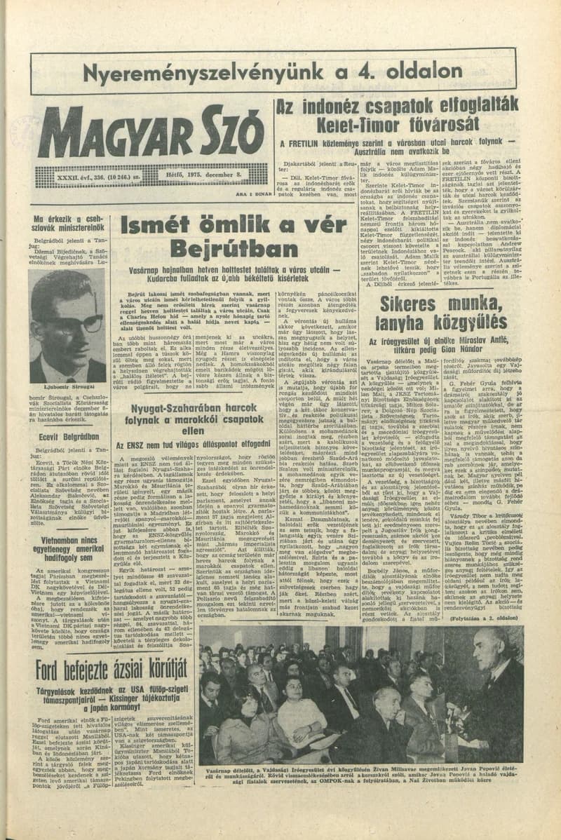 Magyar Szó, 32. évf. 1975. december 8. 336. sz.