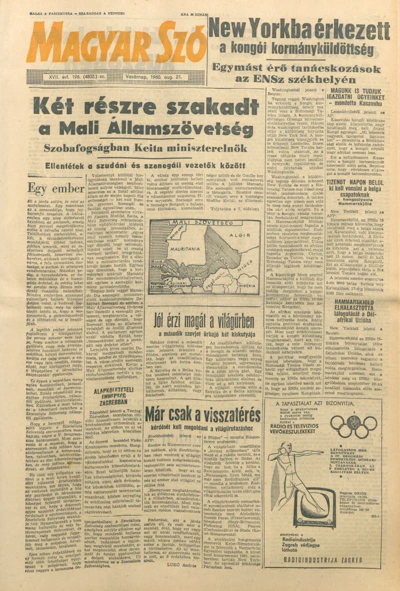 Magyar Szó, 17. évf. 1960. augusztus 21. 196. sz. 1–32. oldal