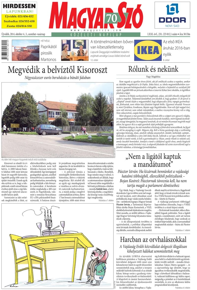 Magyar Szó, 71. évf. 2014. október 4. – 5. 231. sz. 1–32. oldal