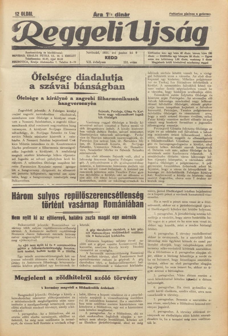 Reggeli Újság, 12. évf. 1931. június 9. 131. sz.