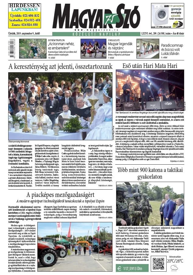 Magyar Szó, 76. évf. 2019. szeptember 9. 209. sz. 1–20. oldal