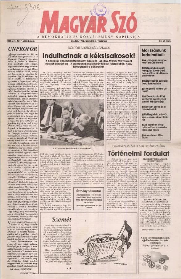 Magyar Szó, 49. évf. 1992. február 23. 52. sz. 1–32. oldal
