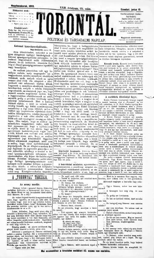 Torontál, 22. évf. 1893. június 10. 131. sz.