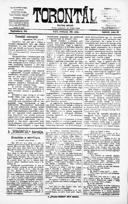 Torontál, 30. évf. 1901. június 20. 139. sz.
