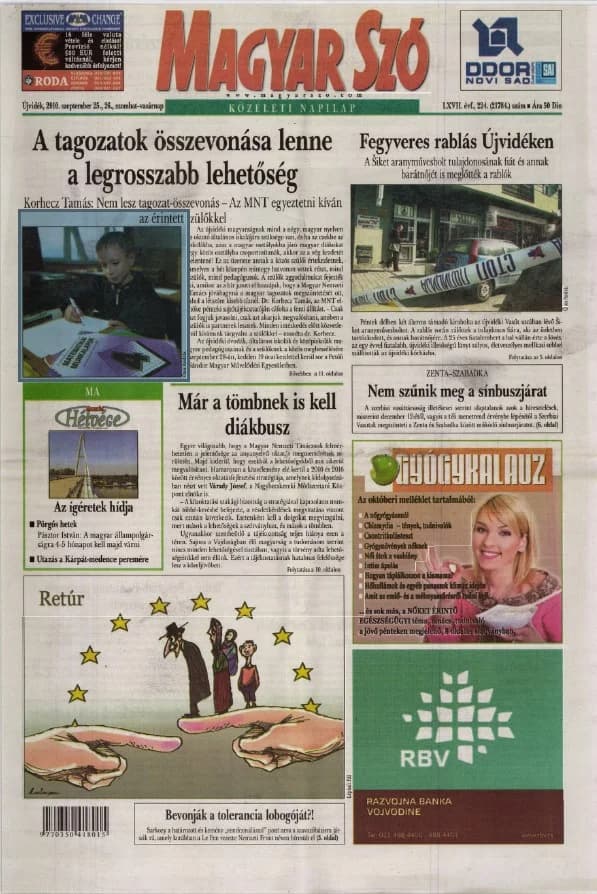 Magyar Szó, 67. évf. 2010. szeptember 25. – 26. 224. sz. 1–52. oldal